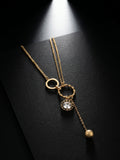 Gold Orbit Loop-Drop Necklace